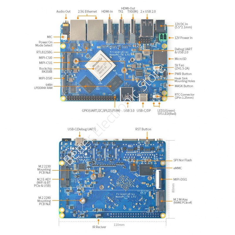 TopElec NanoPC-T6 LTS Developm - Nanopc T6 16Gb 评论和价格